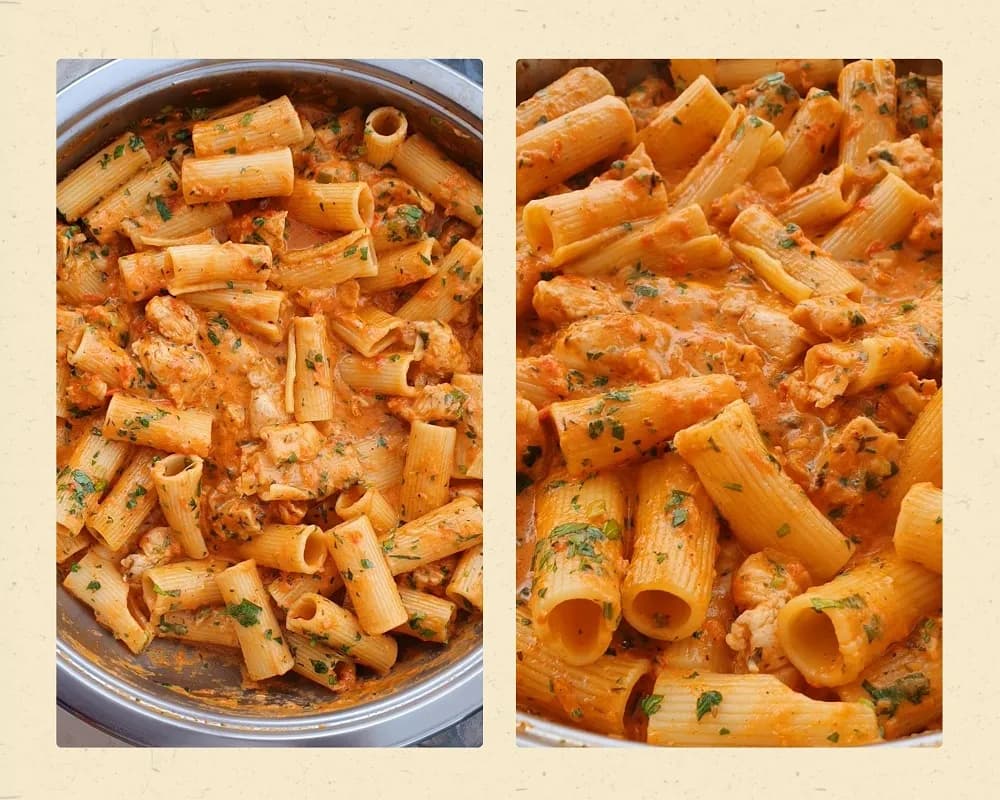 Prosty przepis na makaron penne z kurczakiem w sosie pomidorowym